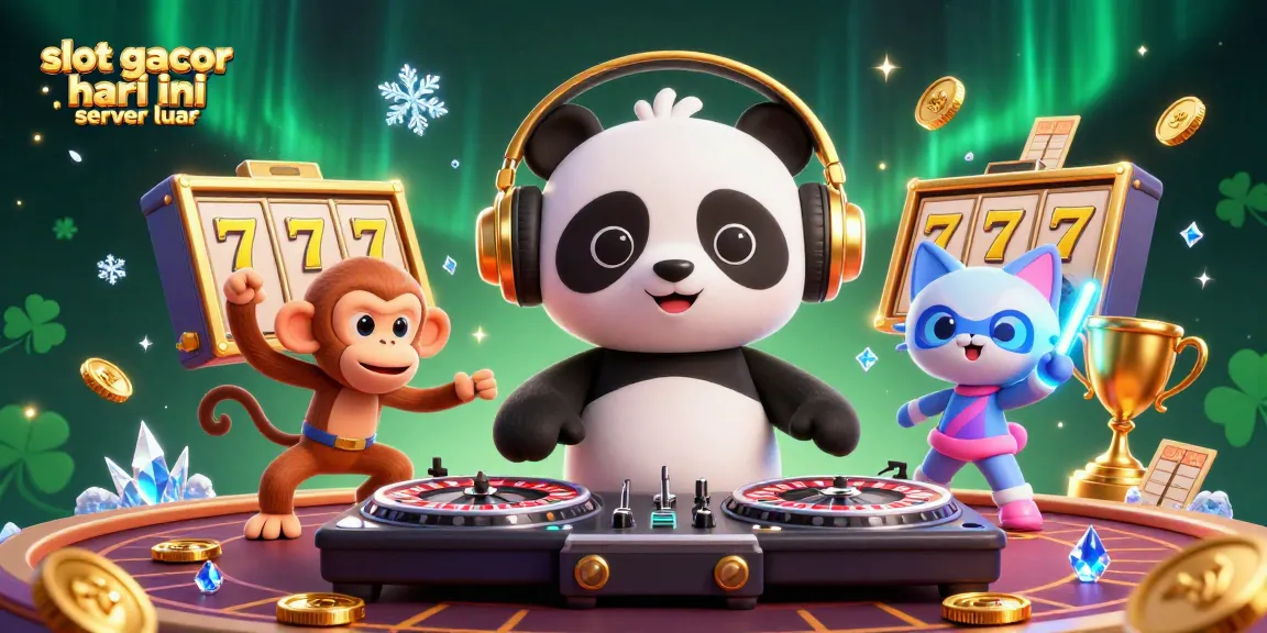 Experience wins at slot gacor hari ini server luar in a colorful 3D scene with a DJ panda and lively characters.