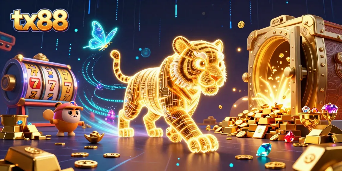 Spin to win at tx88 in an ultra-detailed 3D illustration of a vibrant digital casino.