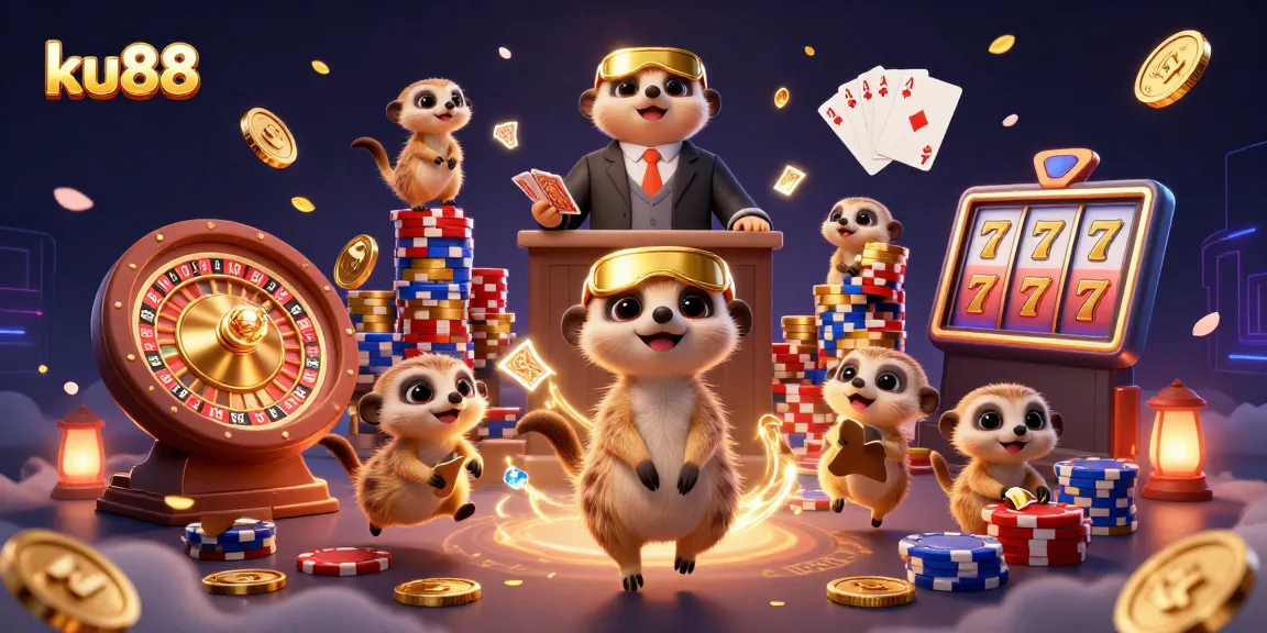 ku88 casino meerkats engaging in gambling with vibrant elements and exciting energy