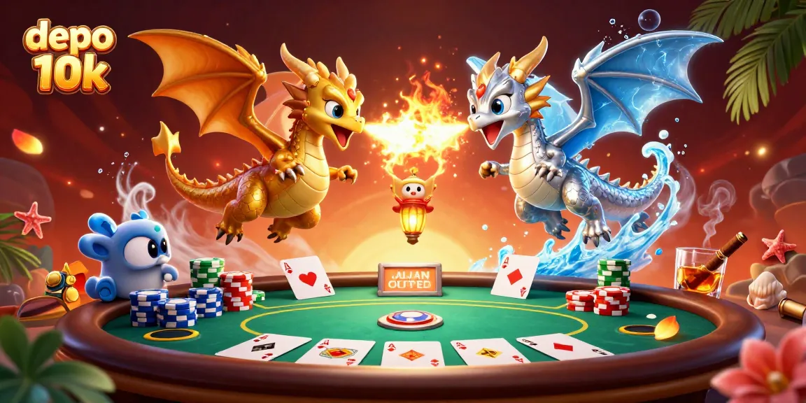 Experience thrilling gameplay with depo 10k in an exciting 3D casino scene featuring dragons and poker