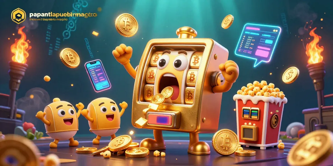 papantlapueblomagico mengukir jackpot dengan mesin slot berwarna emas dan koin melimpah