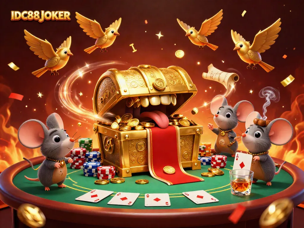Experience thrilling wins at IDC88JOKER with vibrant golden treasures and poker excitement.