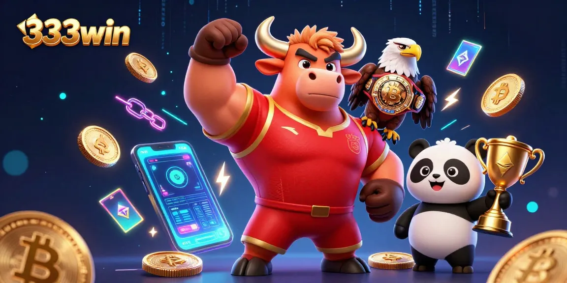 Join the excitement at 333win and celebrate winning moments with the cheerful mascot trio.