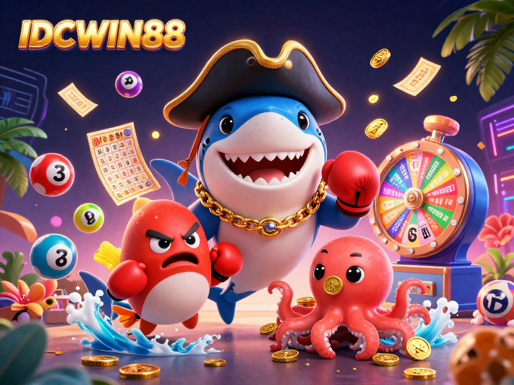 Experience thrilling gameplay with IDCWIN88 featuring vibrant characters and dynamic lottery game elements.