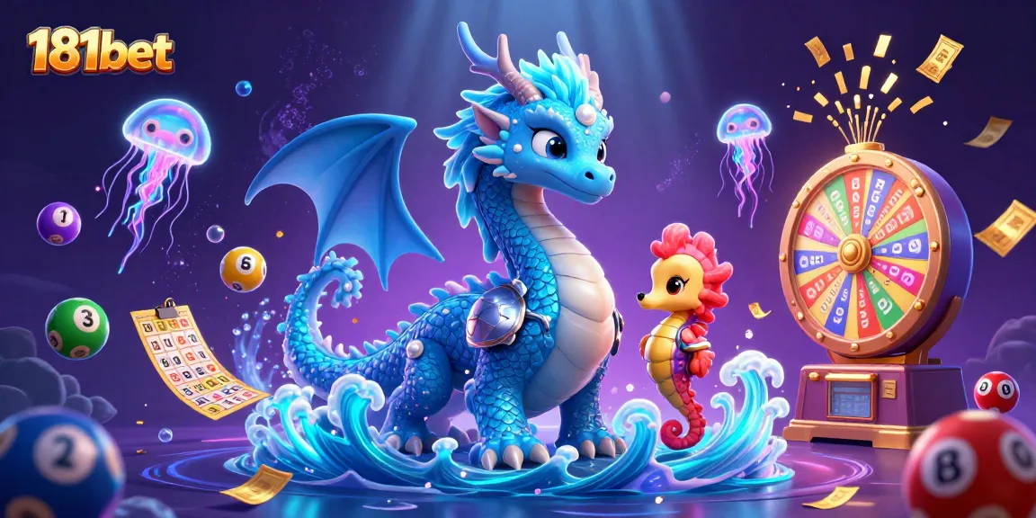 Engage with 181bet's exciting online gaming experience featuring a majestic dragon and interactive lottery elements.