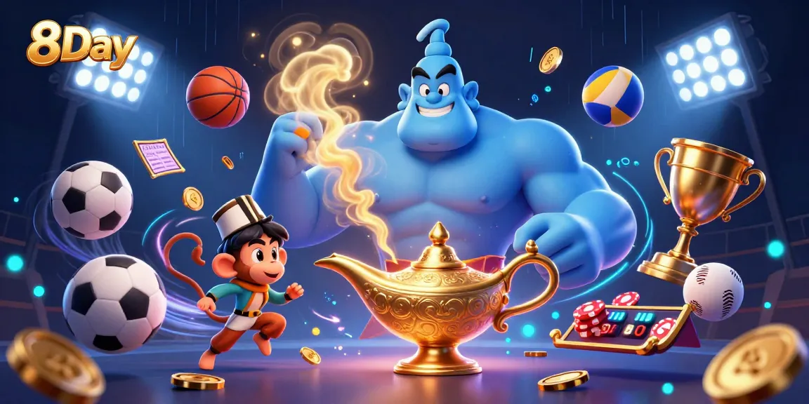 Experience thrilling gameplay with 8Day's vibrant casino elements and exciting sports action!