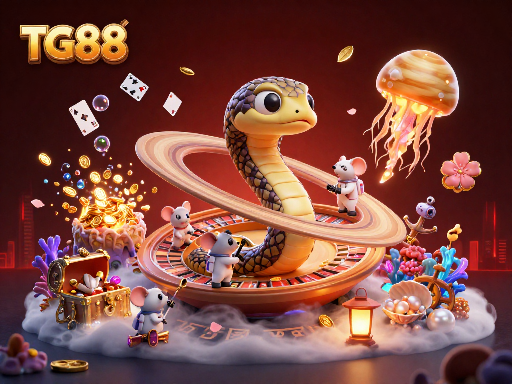 Experience thrilling betting action at TG88 with a coiled roulette planet and playful astronaut mice.
