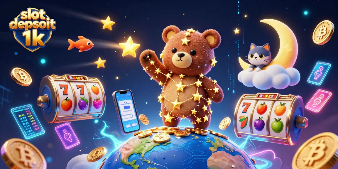Spin to win at slot depsoit 1k with a celestial bear and vibrant gaming elements.