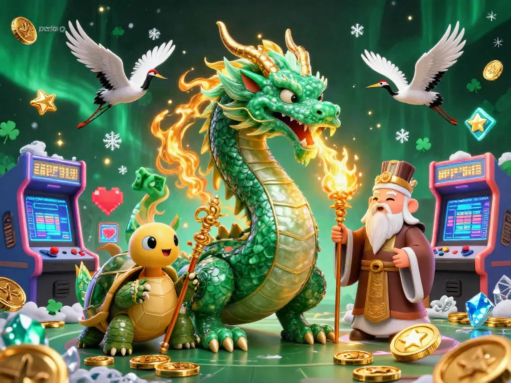 Place your parlay bets amidst a dynamic 3D casino world featuring a jade dragon, wise turtle, and lucky cranes.