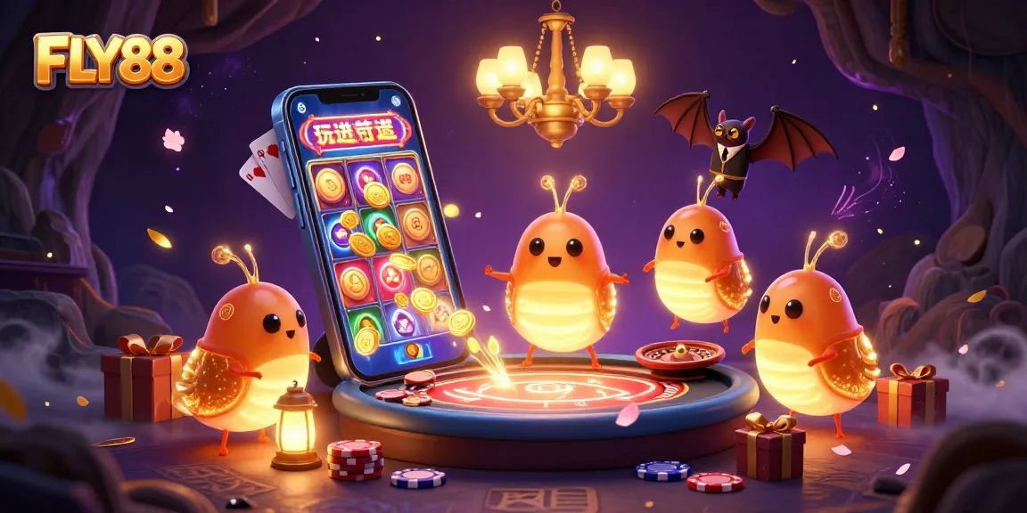 Experience FLY88 with vibrant glowworms lighting the casino and dynamic games all around.