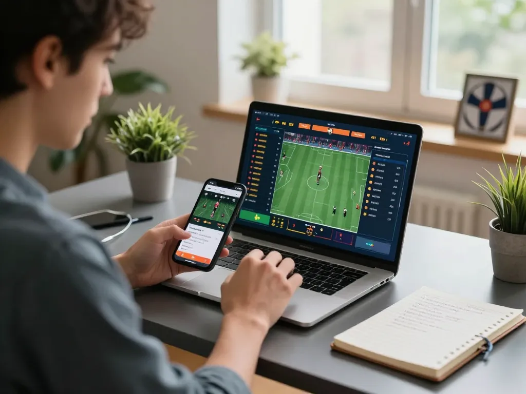 Engaged player analyzing sports data for Pragmati Play betting strategies.