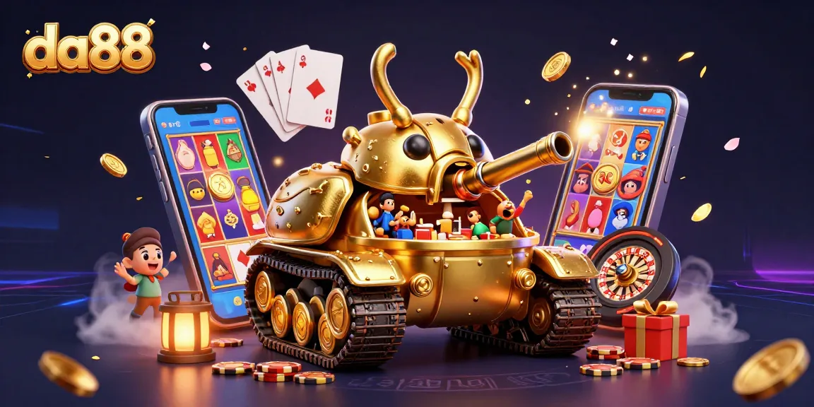 Experience the excitement of da88 with a vibrant, interactive casino scene featuring a golden beetle tank.