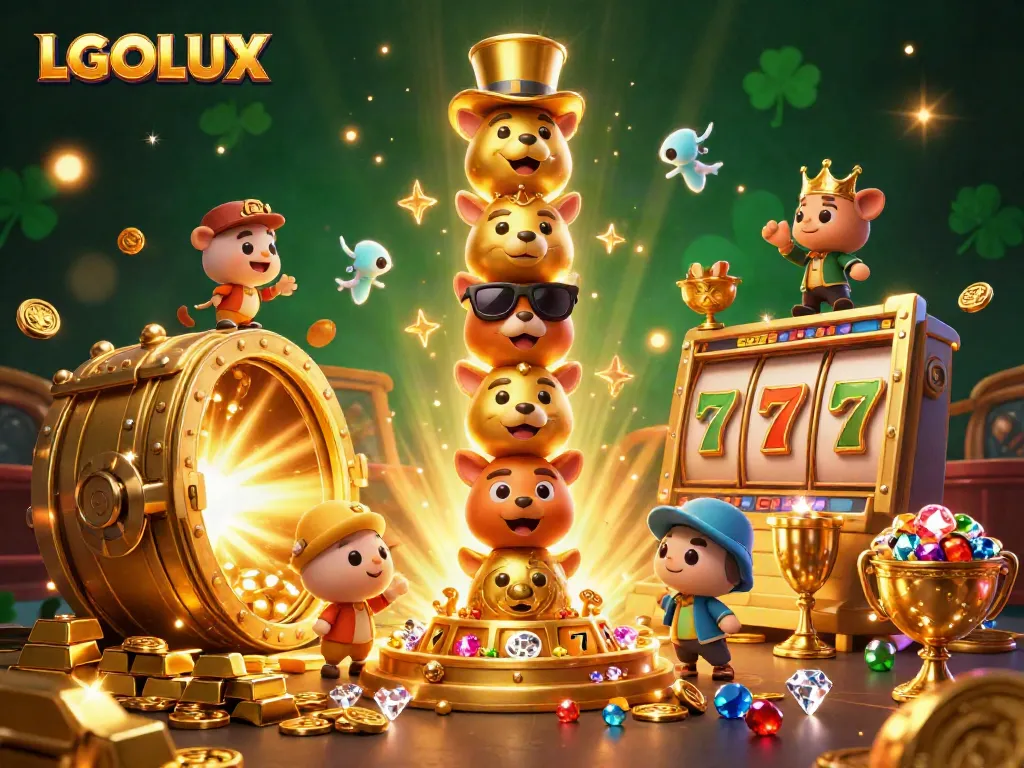 Experience exciting rewards with LGOLUX at a vibrant, animated casino-themed event.
