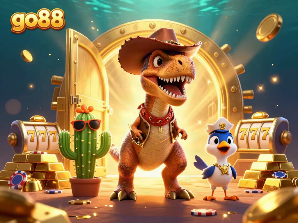 Engage in thrilling go88 gameplay with animated casino characters and vibrant treasures