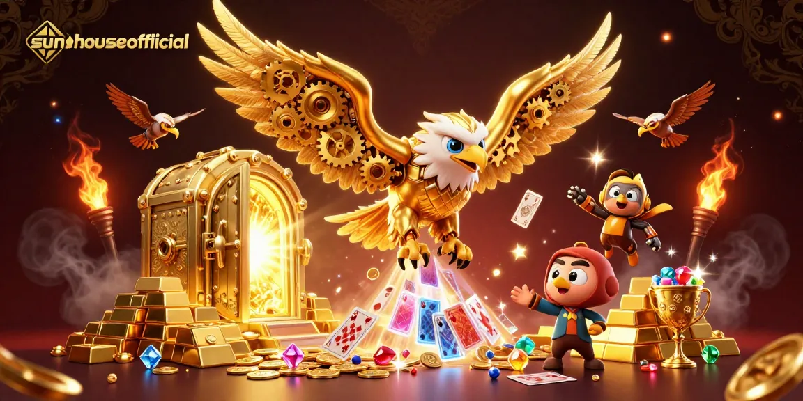 Experience exhilarating gaming moments at sunhouseofficial with vibrant golden treasures and immersive casino elements.