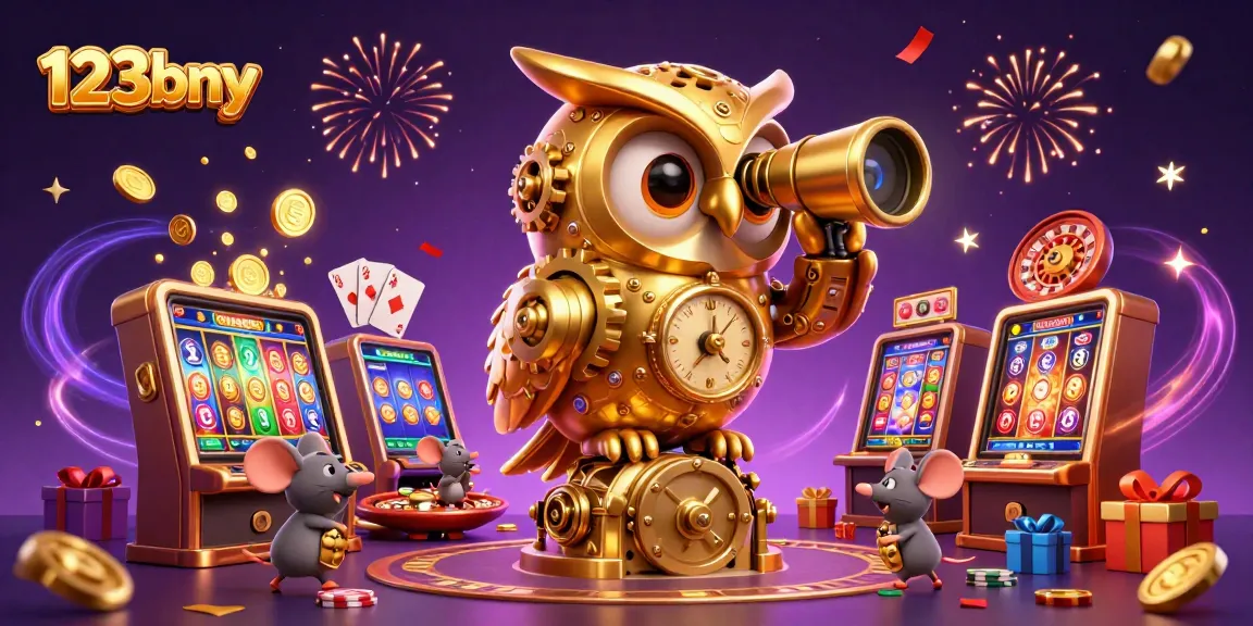 Experience thrilling gaming at 123bny with a vibrant casino scene featuring unique characters and elements.