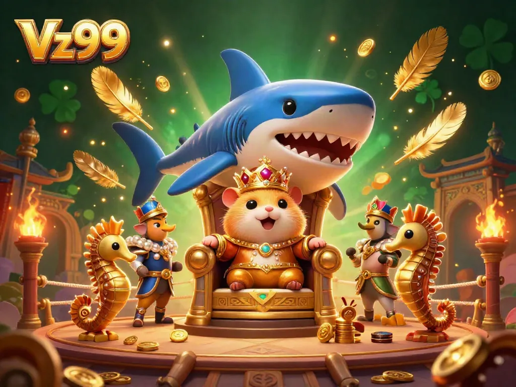 Experience the dynamic casino atmosphere at Vz99 with a fierce hamster king, seahorse guards, and rich game elements.