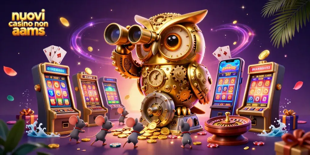 Scopri i nuovi casino non AAMS con l'adorabile gufo d'oro che osserva dall'alto giochi affascinanti.