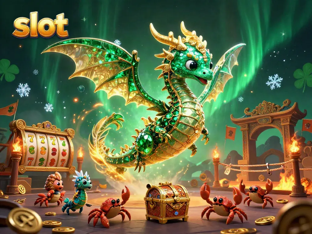 Engaging illustration of a colorful slot scene featuring a majestic sea dragon and treasure.