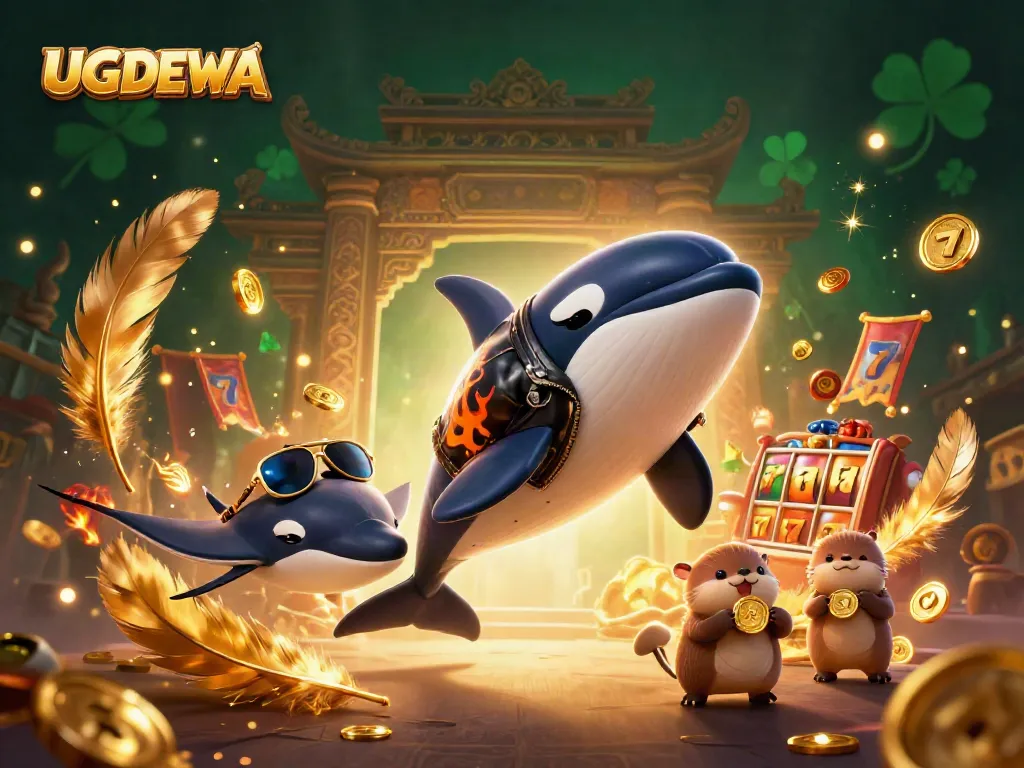 Engage with UGDEWA's thrilling casino experience featuring lucky symbols and vibrant sea creatures.