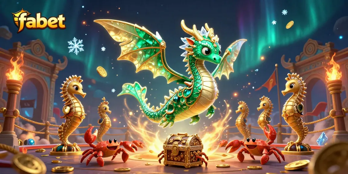 Experience fabet magic with an emerald sea dragon amidst golden coins and vibrant game elements.