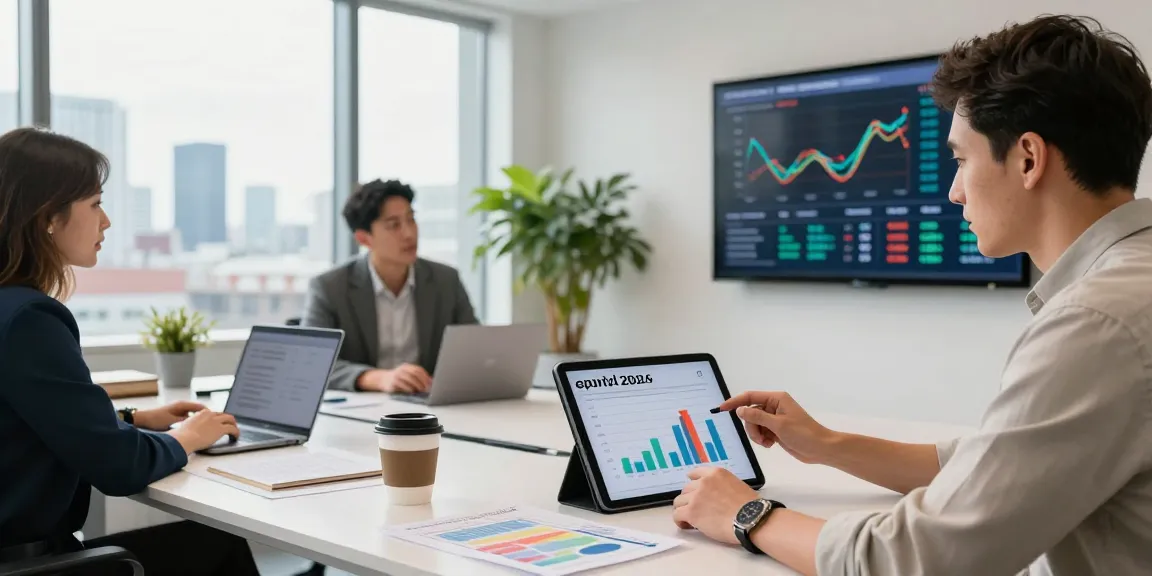 Business analyst examining uk electricity price per kwh april 2026 trends in modern office