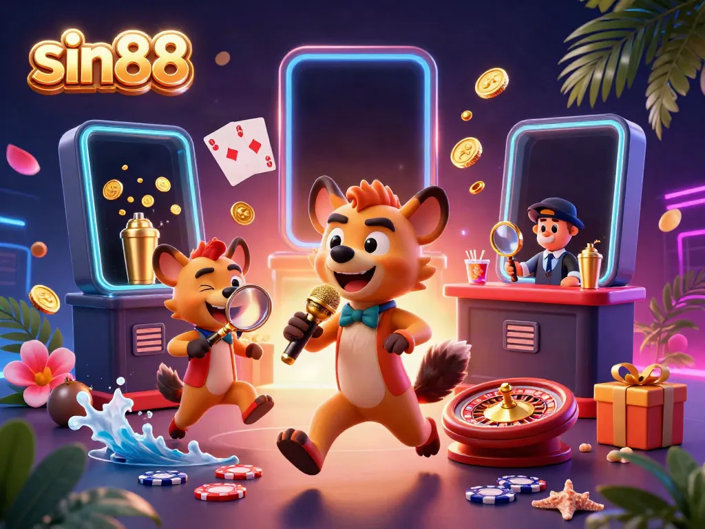 Experience thrilling fun with sin88 as hyenas bring laughter and excitement in this vibrant casino scene.