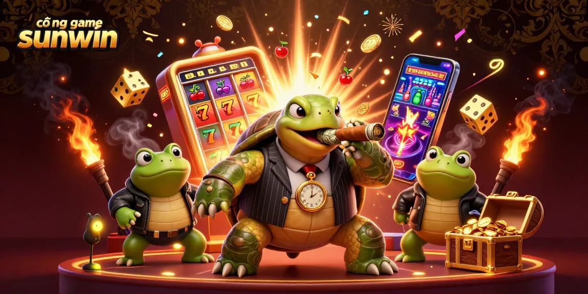 Play thrilling games at cổng game sunwin with a lively cartoon casino scene full of excitement.