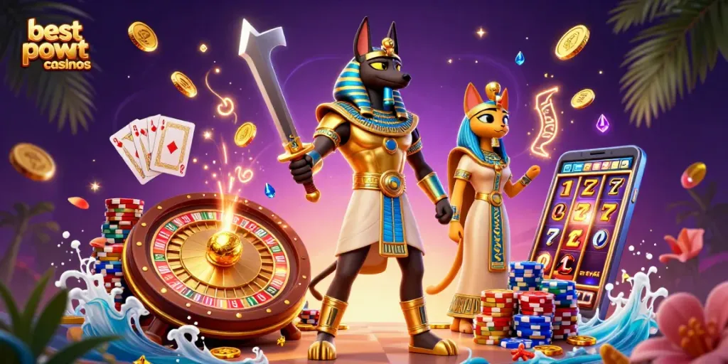 Experience winning big at best payout casinos with thrilling jackpot slots and playful Egyptian characters.