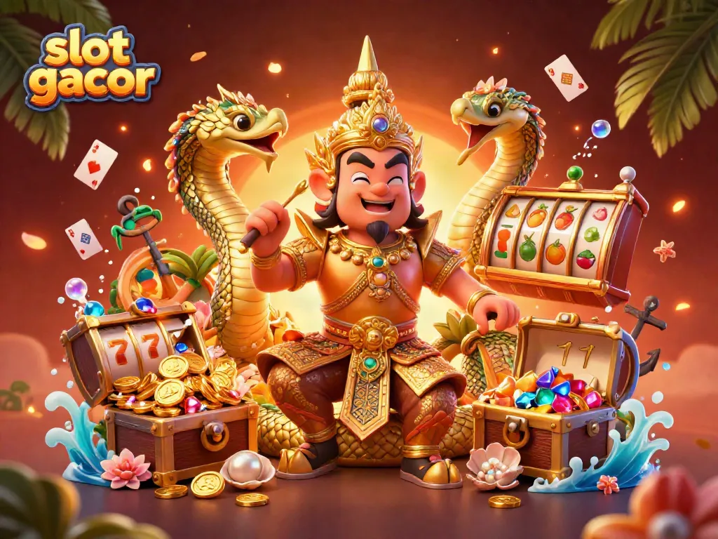 Experience excitement with slot gacor at a vivid online casino, featuring gold coins and vibrant gaming elements.