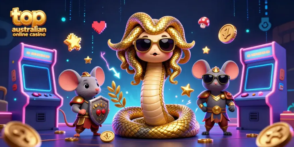 Experience the excitement of the top Australian online casino with this vibrant 3D casino illustration.