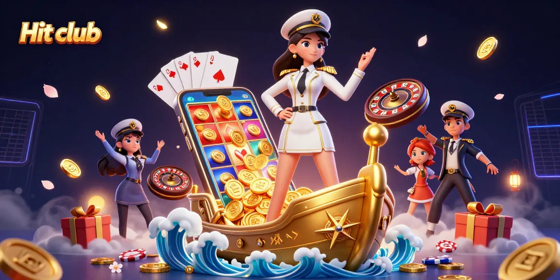 Experience excitement at Hit club with a dazzling scene of a stylish Asian woman amidst vibrant casino elements.