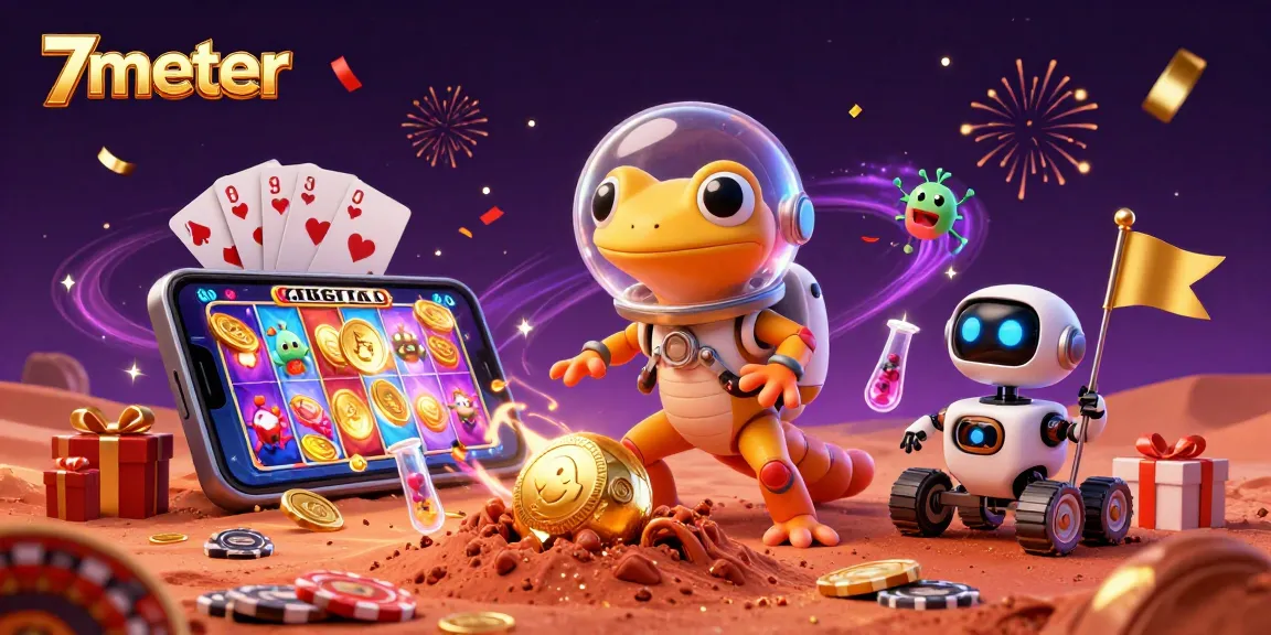 Join the Martian gecko on 7meter for an adventure in competitive online gambling with exciting casino elements.