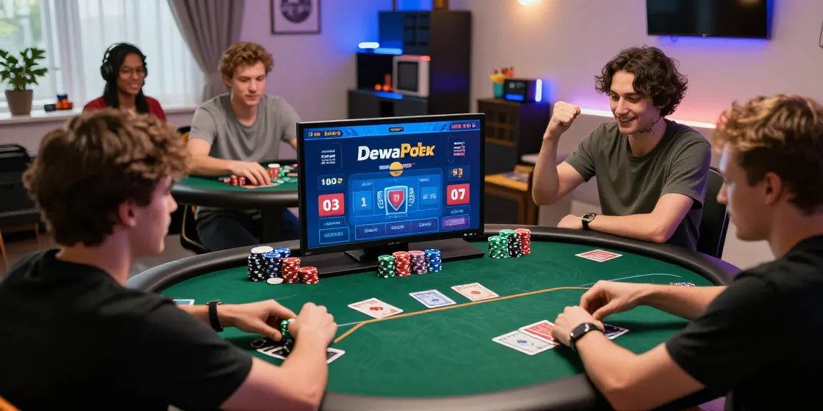 DewaPoker online gaming excitement with players enjoying poker and slots.