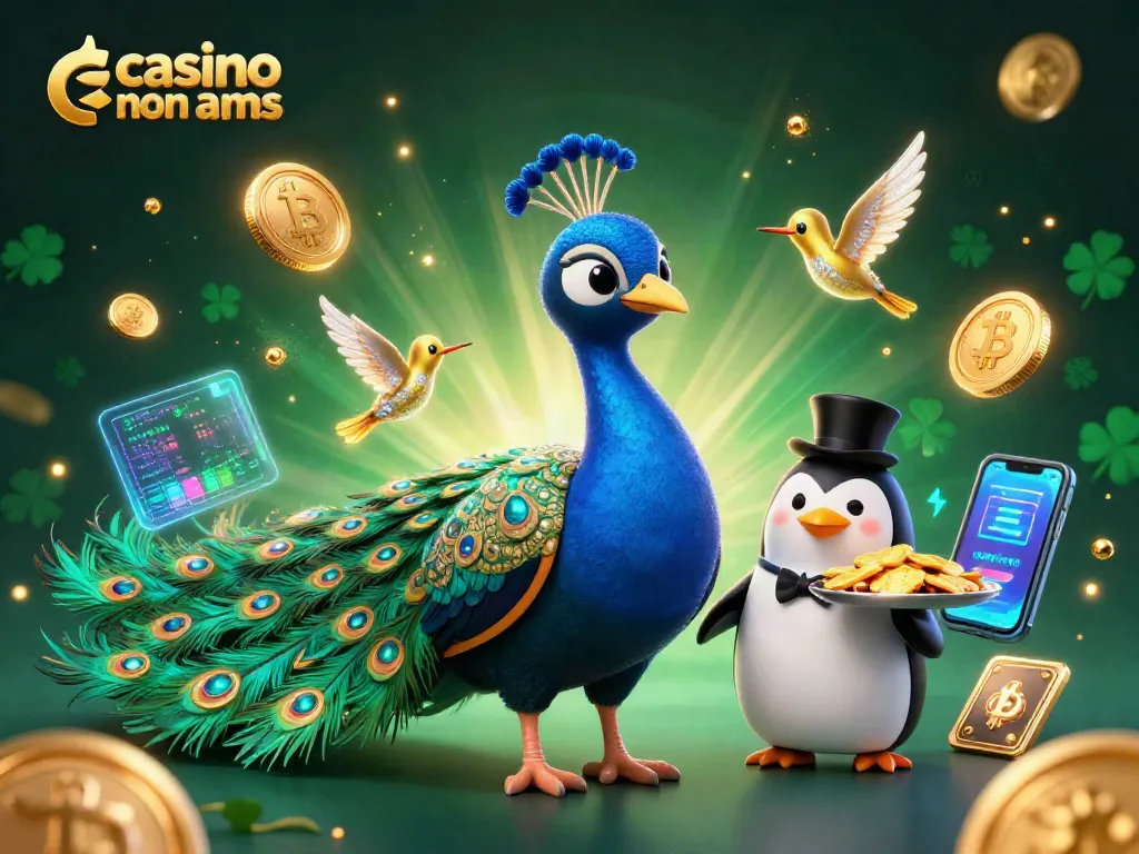 Scopri i casino non AAMS con questa illustrazione fluttuante di casinò 3D con personaggi e monete