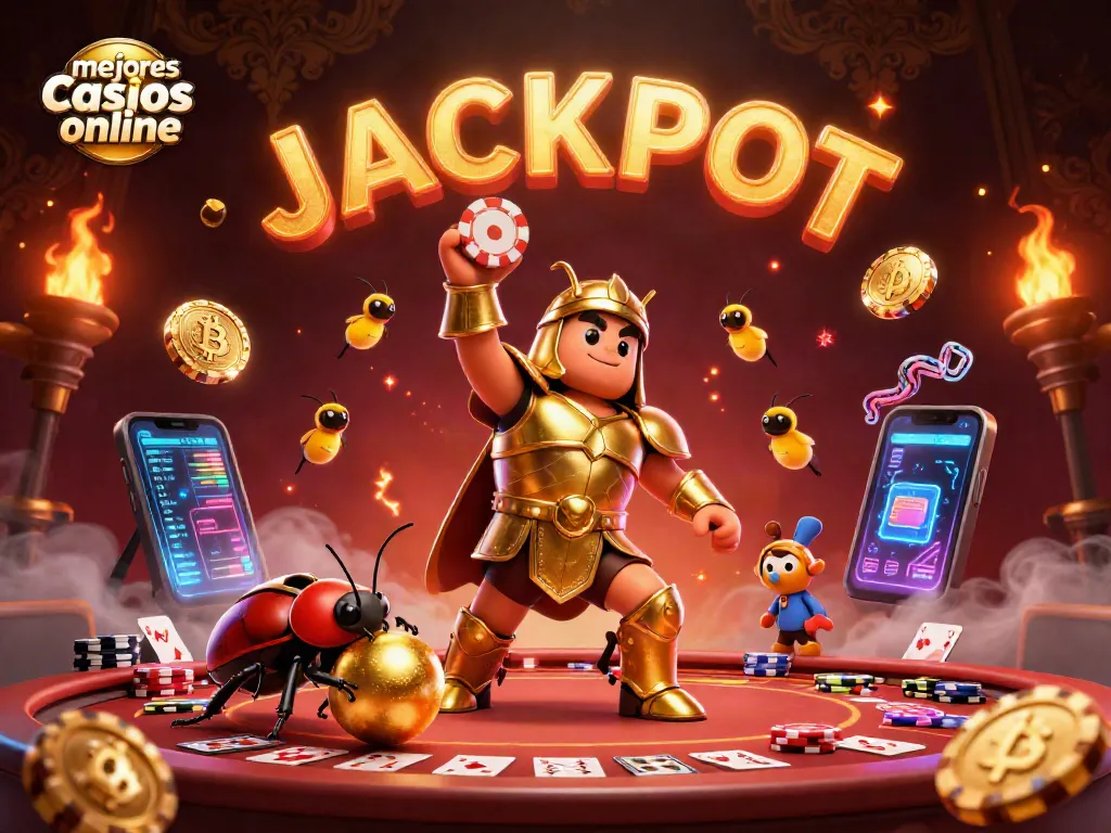 Disfruta de la emoción en los mejores casinos online con el escarabajo guerrero y compañeros vibrantes.