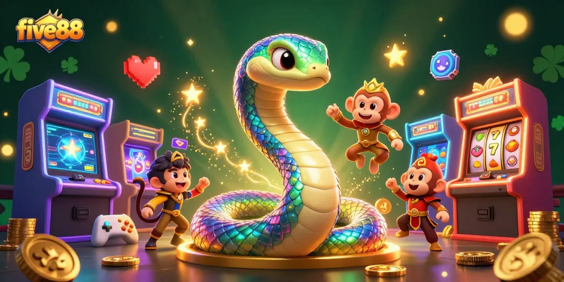 Engage with five88's colorful slot reels and vibrant gaming elements in a magical scene.