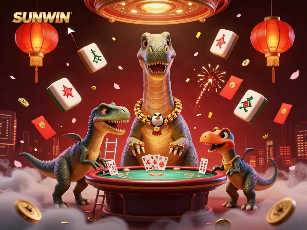 Experience the thrill of SUNWIN with exciting gaming elements and dynamic characters in this vibrant casino scene.