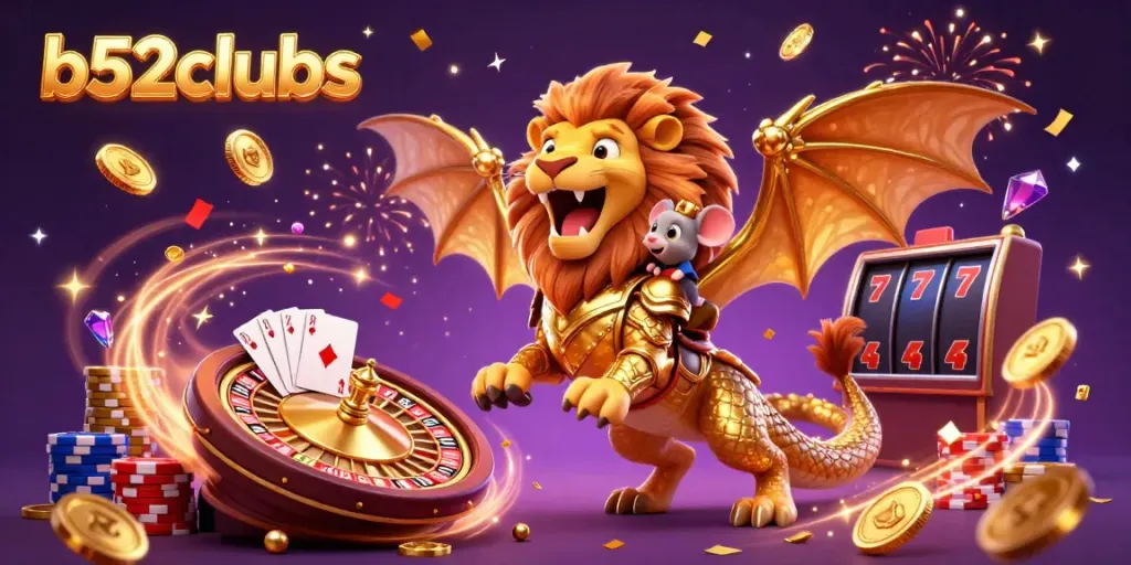 Experience exciting gaming adventures with b52clubs, featuring a dynamic chimera and casino elements.