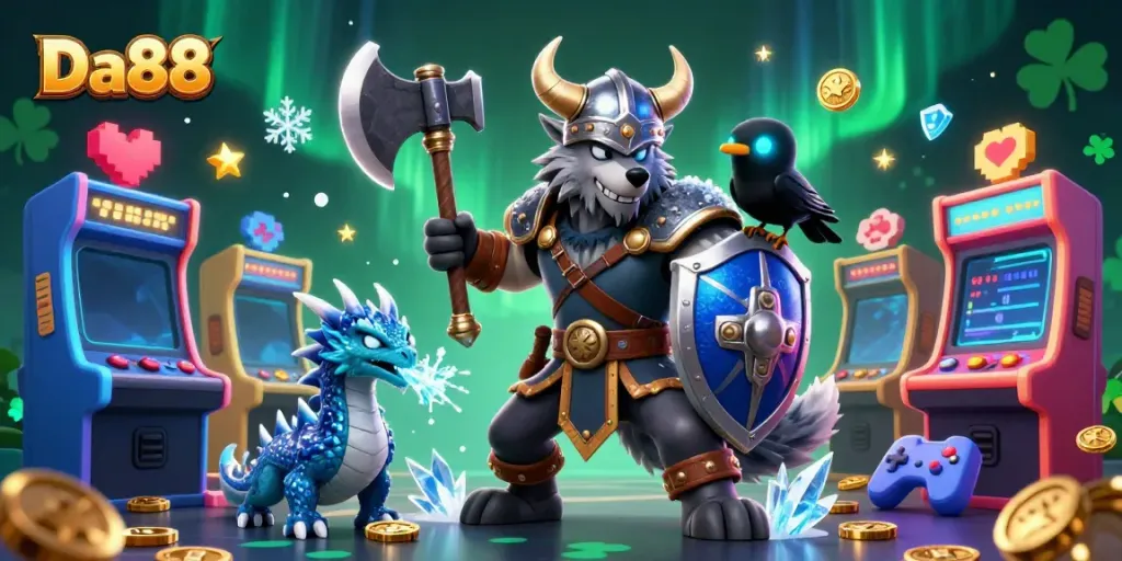 Engage in thrilling games at Da88 with vibrant 3D characters and dazzling casino elements