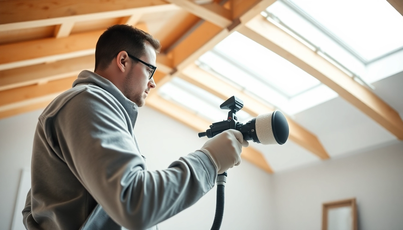 Applying spray foam insulation advice in a modern home setting with skilled technician.