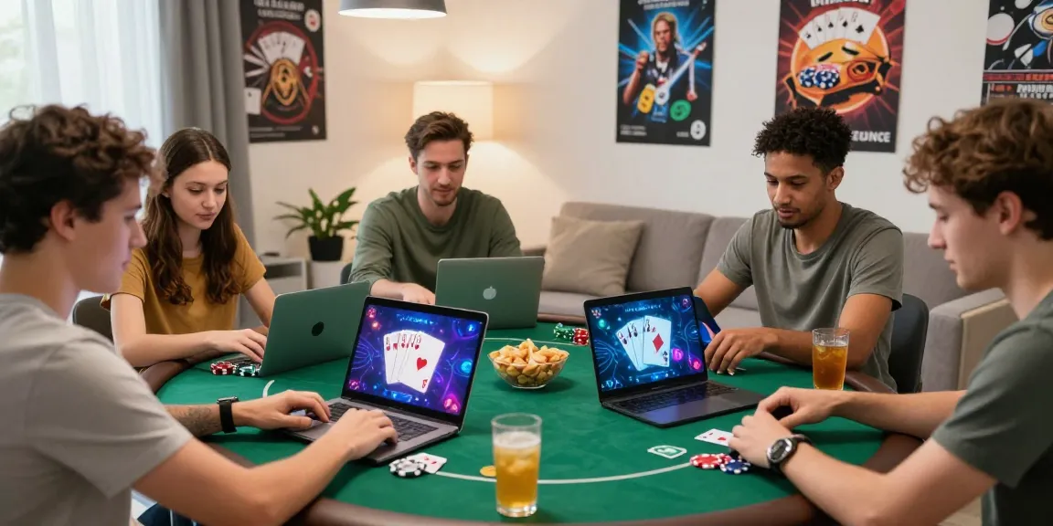 Exciting online poker game session showcasing friends and the Daftar Domino8 experience with vibrant digital graphics.