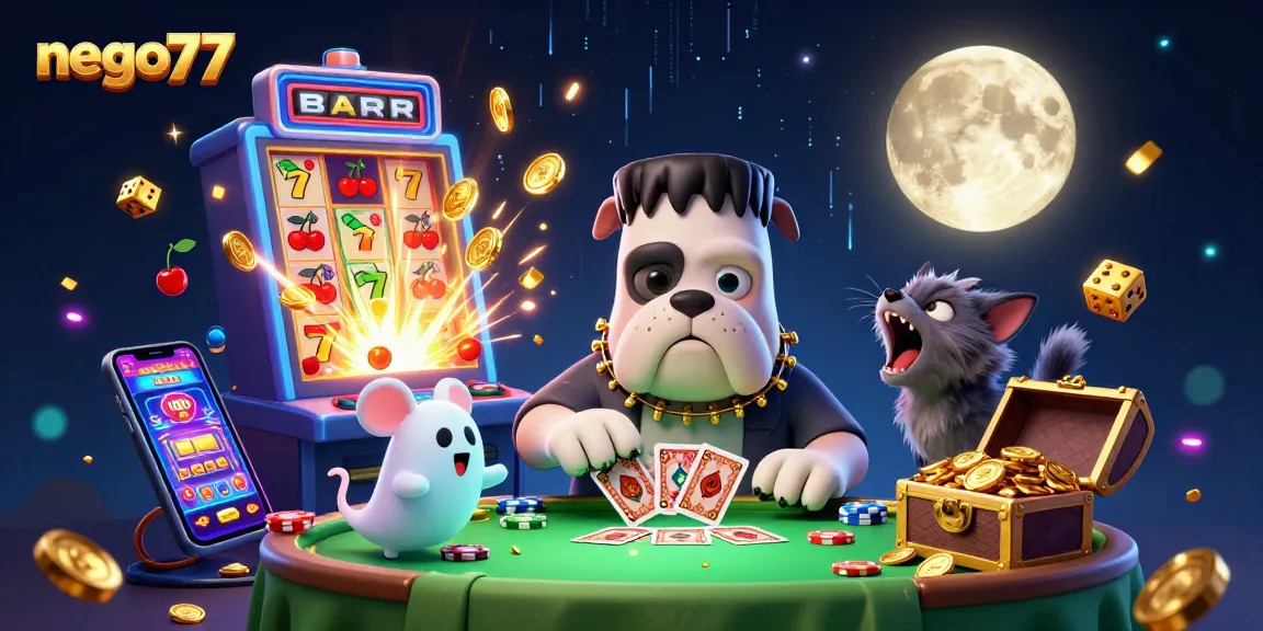 Experience unmatched gaming excitement with nego77's vibrant chaos of characters and slot elements.