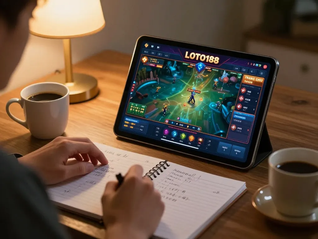 Engaging in online gaming on LOTO188 TRANG CHỦ with a cozy home setup, displaying strategic betting.