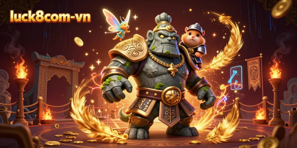Engage with top-tier games at luck8com-vn, featuring a magical golem guardian and immersive casino elements.