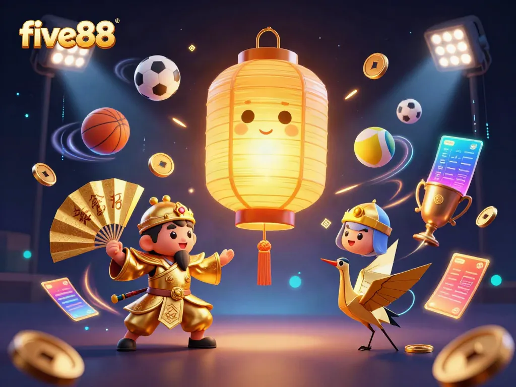 Experience the excitement of five88 with vibrant characters and dynamic casino elements showcasing thrilling sports betting action.