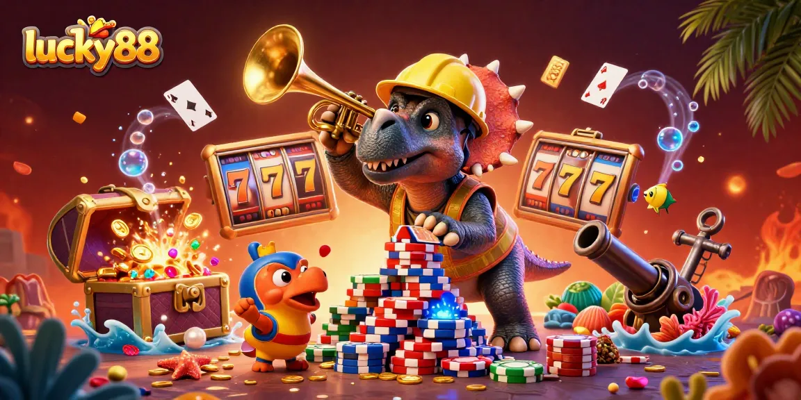 Experience thrilling wins at lucky88 with vibrant jackpot-themed gaming elements in an exciting 3D scene.
