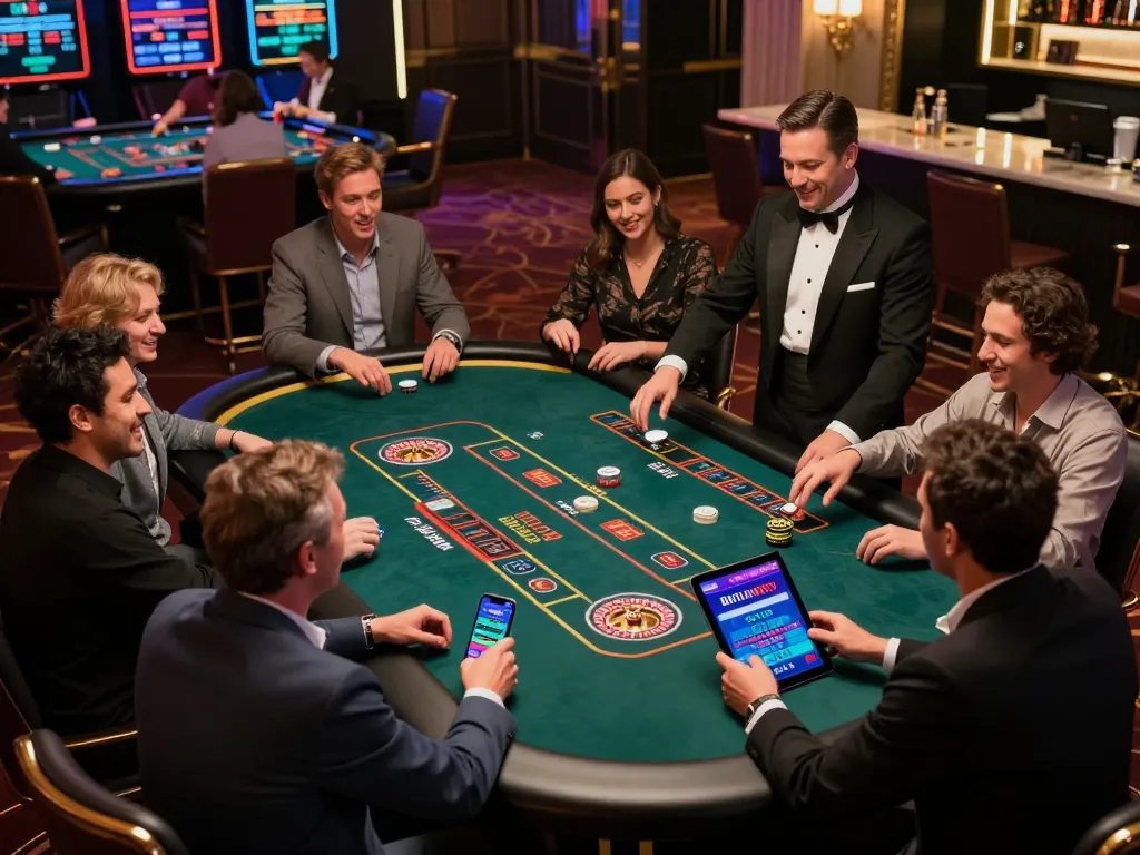 Join the engagement at BERLIAN889 Daftar as players immerse in an online live dealer game, showcasing excitement and strategy.
