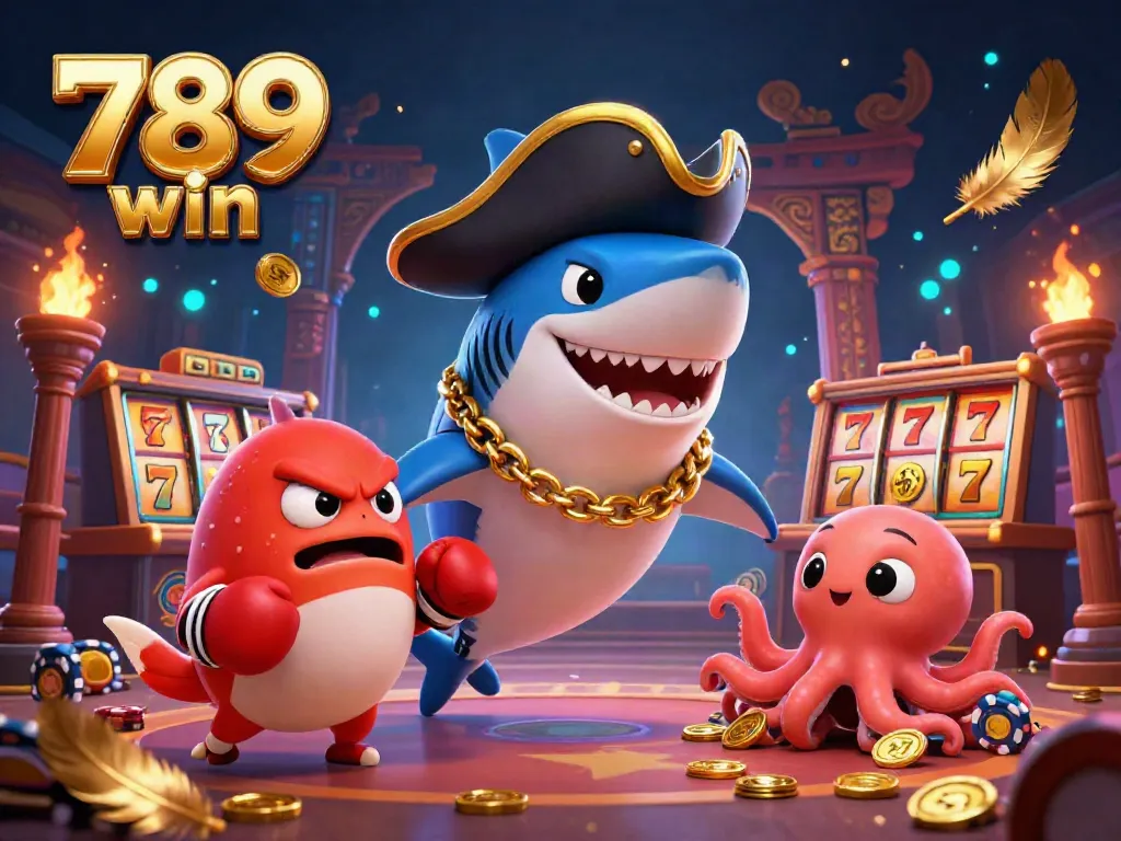Engage in thrilling gameplay with 789 win at a vibrant casino featuring lively characters and casino elements.