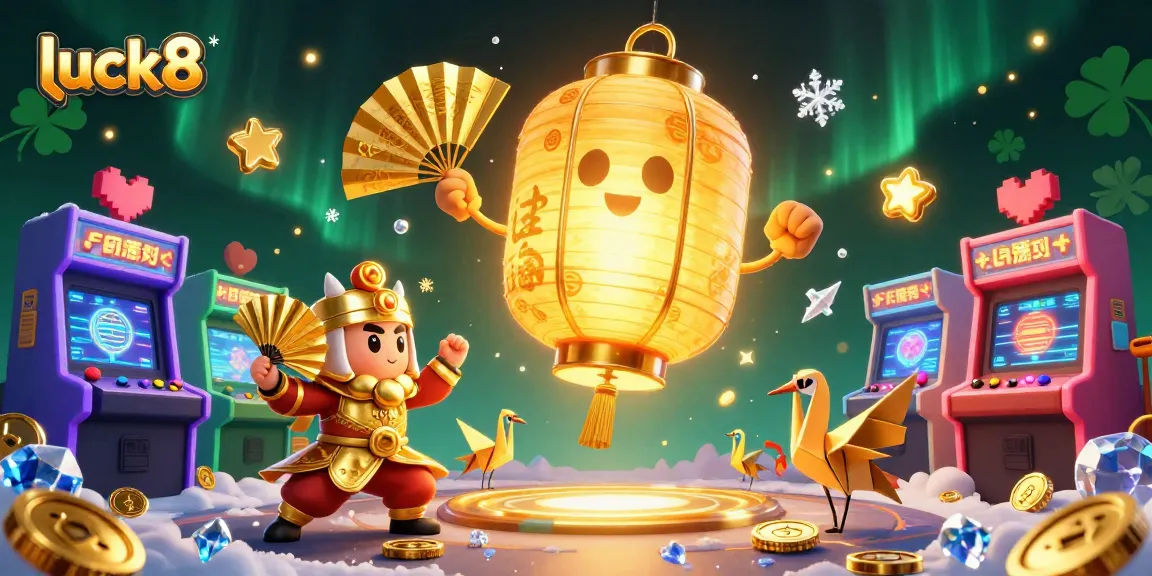 Join the excitement at luck8 with this vibrant casino scene featuring glowing characters and engaging game elements.